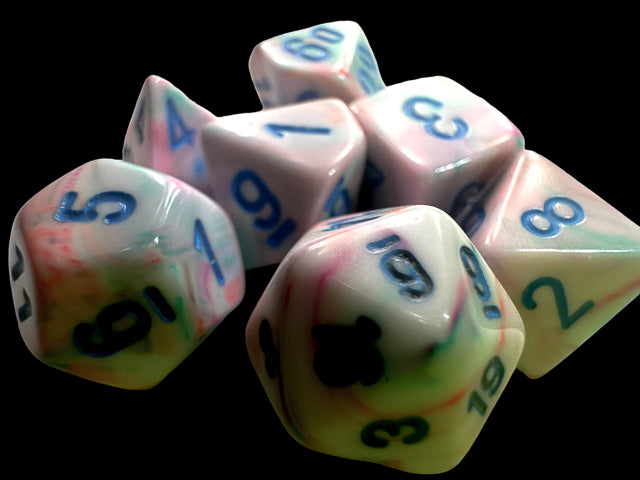 Chessex Festive Pop Art/Blue Mini-hedral Dice Set
