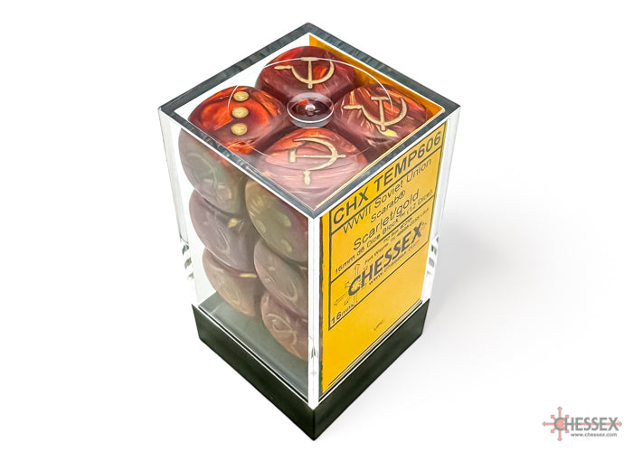 Chessex Soviet Union Scarab Scarlet/Gold 12d6 16mm