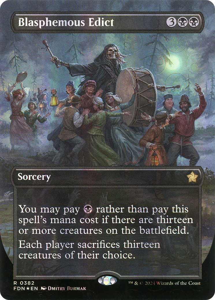 Blasphemous Edict (Borderless) (Mana Foil) (382) Foil - Foundations