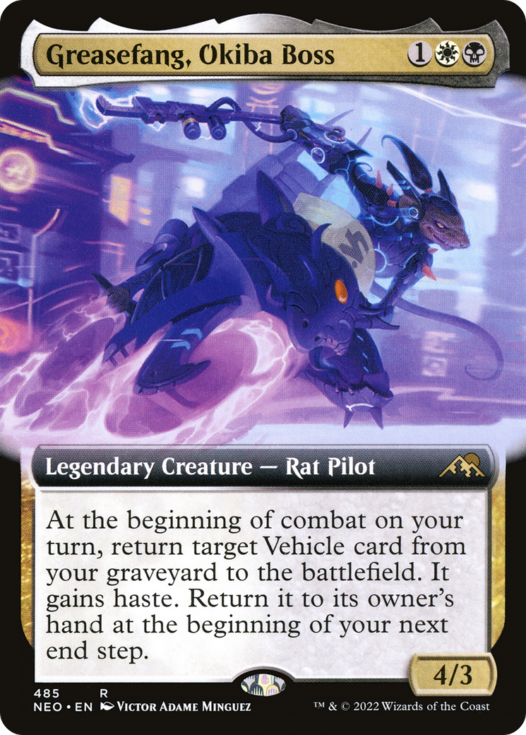 Greasefang, Okiba Boss (Extended Art) (485) Foil - Kamigawa: Neon Dynasty