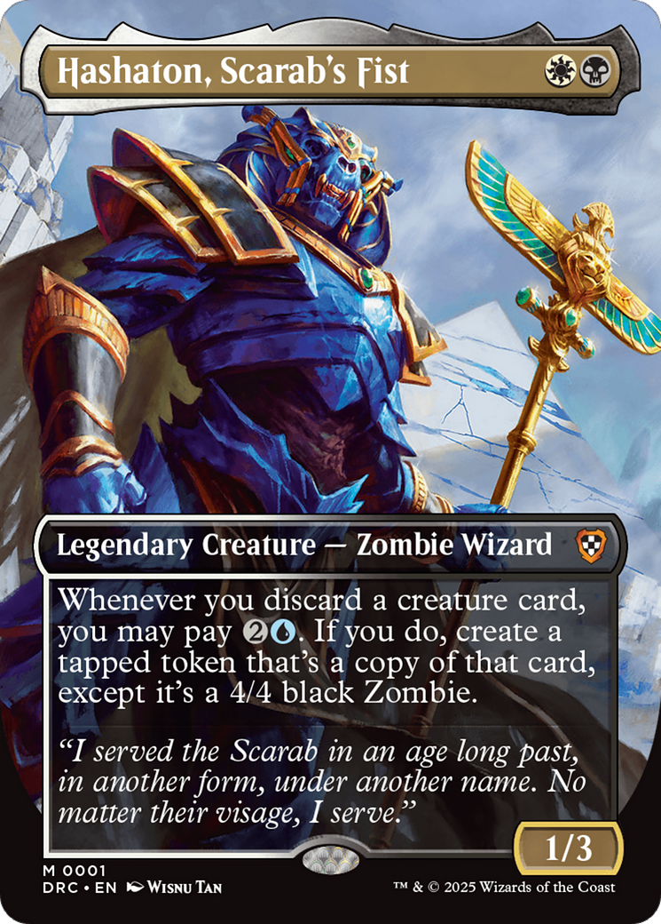 Hashaton, Scarab's Fist (Borderless) Foil (001) - Commander: Aetherdrift