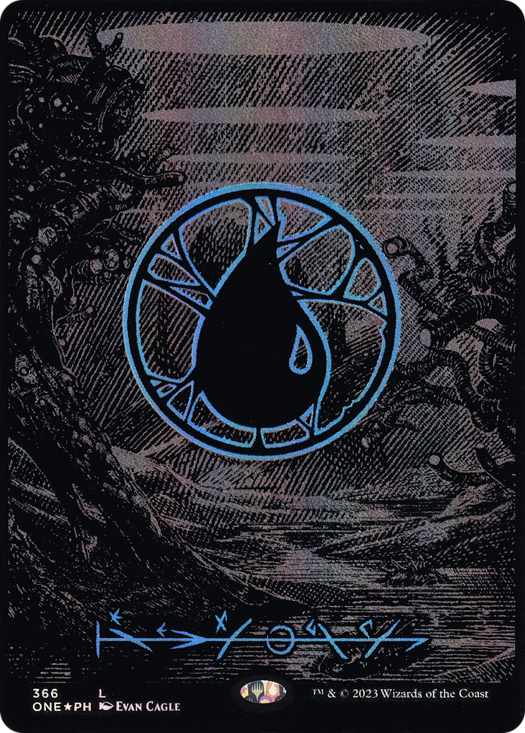Island (Phyrexian) – Full Art (Oil Slick Raised Foil) (366) Foil - Phyrexia: All Will Be One
