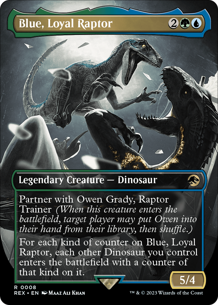 Blue, Loyal Raptor (Borderless) (008) Foil - Jurassic World Collection