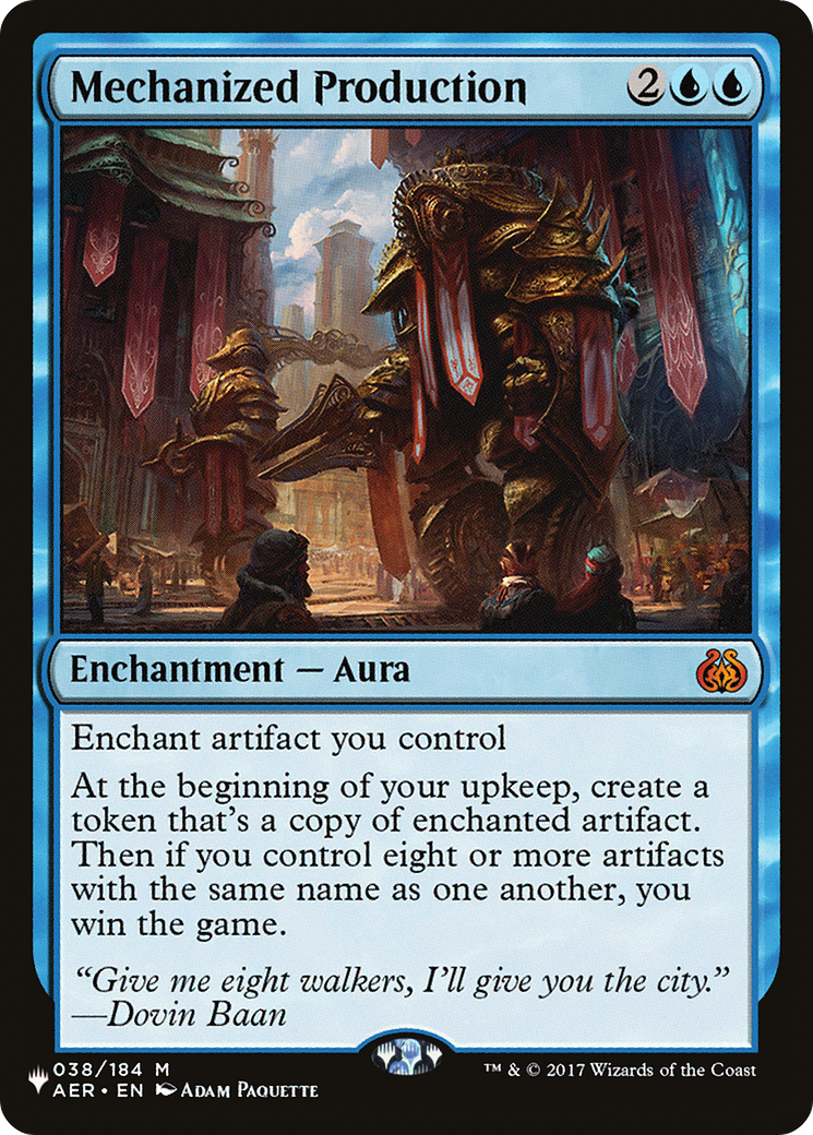 Mechanized Production (AER-38) - The List