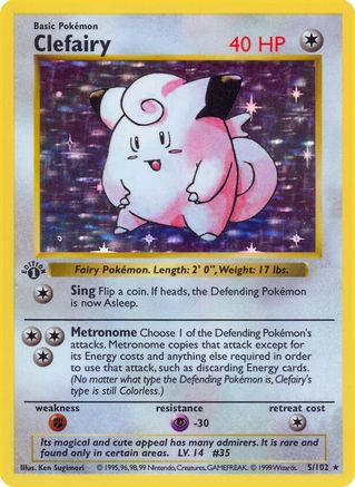 Clefairy (5) (1st Edition) Holofoil - Base Set (Shadowless)