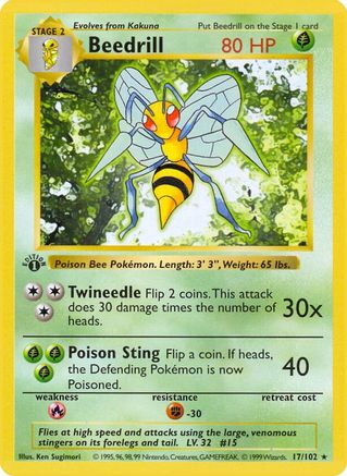 Beedrill (17) (Unlimited) - Base Set (Shadowless)