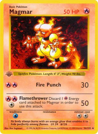 Magmar (36) (1st Edition) - Base Set (Shadowless)