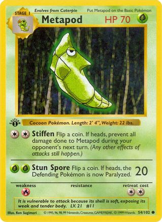 Metapod (54) (1st Edition) - Base Set (Shadowless)