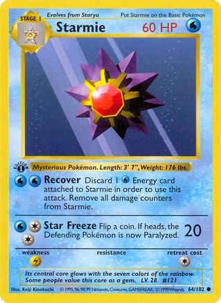 Starmie (64) (1st Edition) - Base Set (Shadowless)