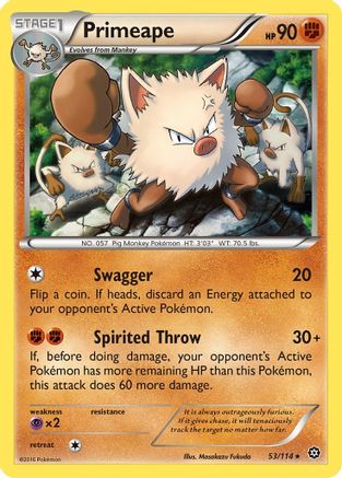 Primeape (53) Reverse Holofoil - XY Steam Siege