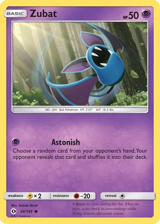 Zubat (54) Reverse Holofoil - Sun & Moon