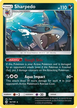 Sharpedo (82) Reverse Holofoil - SM Base Set