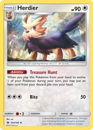 Herdier (104) Reverse Holofoil - Sun & Moon