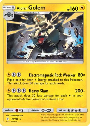 Alolan Golem (42) Reverse Holofoil - Guardians Rising