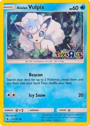 Alolan Vulpix - 21/145 (Toys R Us Promo) (21) Holofoil - Miscellaneous Cards & Products
