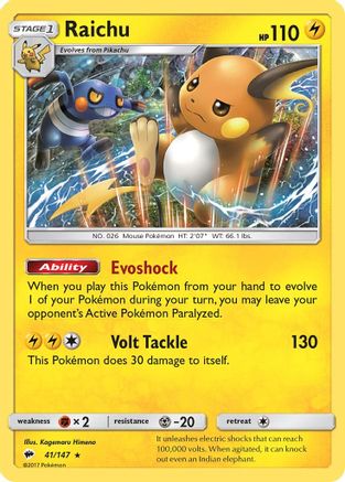 Raichu (41) Reverse Holofoil - Burning Shadows