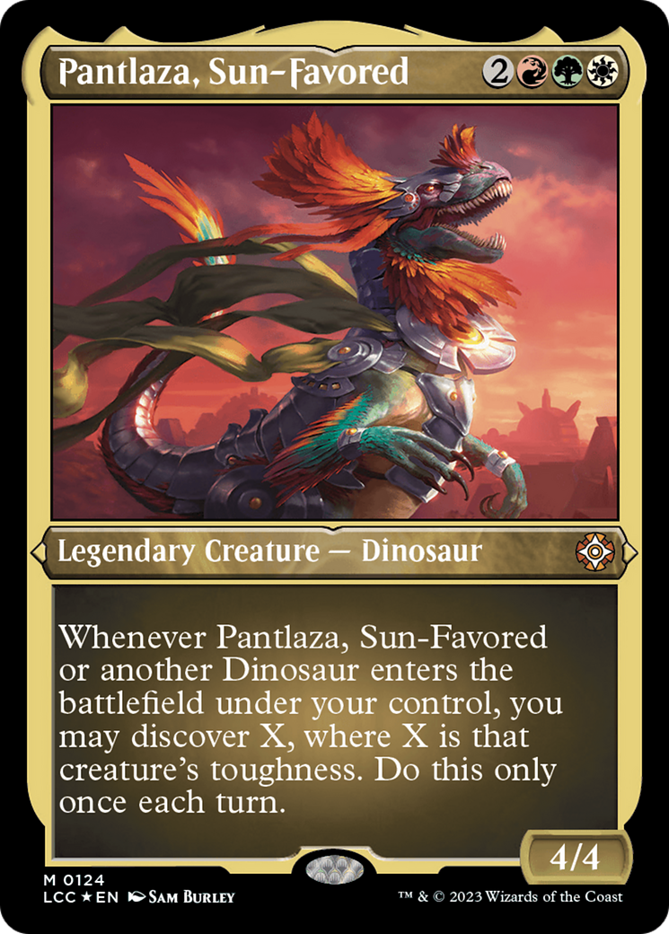 Pantlaza, Sun-Favored (Display Commander) – Thick Stock (124) Foil - The Lost Caverns of Ixalan Commander