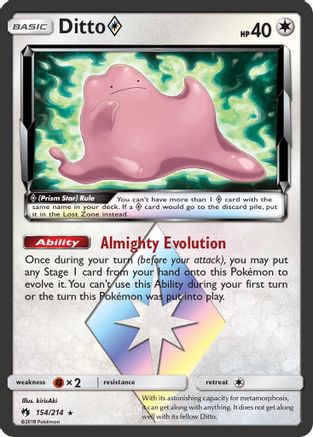 Ditto Prism Star (154) Holofoil - SM  Lost Thunder