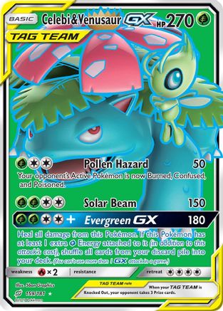 Celebi & Venusaur GX (Full Art) (159) Holofoil - Team Up