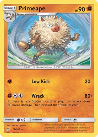 Primeape (72) Reverse Holofoil - Team Up