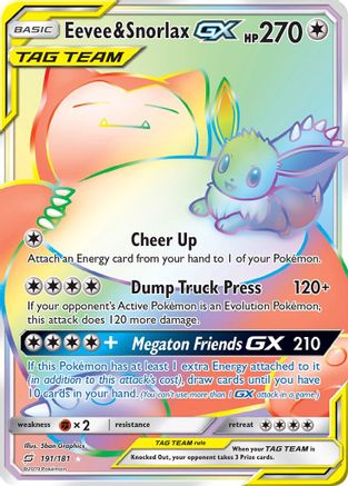 Eevee & Snorlax GX (Secret) (191) Holofoil - SM Team Up