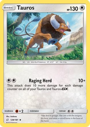 Tauros (129) Reverse Holofoil - Team Up