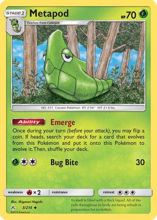 Metapod (3) Reverse Holofoil - Unbroken Bonds