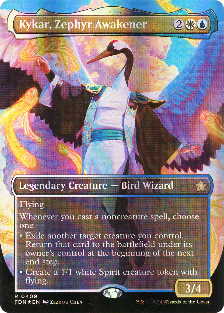 Kykar, Zephyr Awakener (Borderless) (Mana Foil) (409) Foil - Foundations