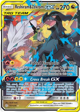 Reshiram & Zekrom GX (157) Holofoil - SM Cosmic Eclipse