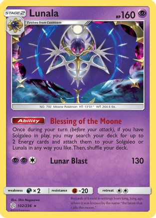 Lunala (102) Reverse Holofoil - Cosmic Eclipse