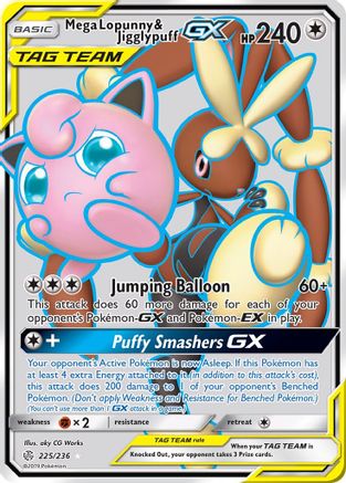 Mega Lopunny & Jigglypuff GX (Full Art) (225) Holofoil - SM Cosmic Eclipse