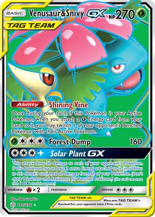 Venusaur & Snivy GX (Full Art) (210) Holofoil - Cosmic Eclipse