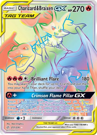 Charizard & Braixen GX (Secret) (251) Holofoil - SM Cosmic Eclipse