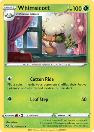 Whimsicott (6) Reverse Holofoil - Sword & Shield