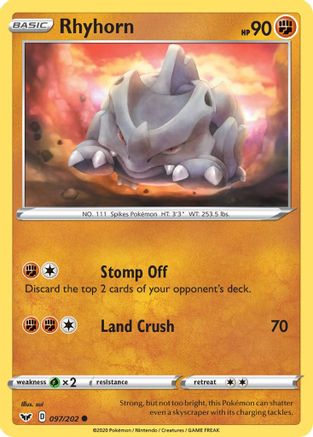Rhyhorn (97) Reverse Holofoil - Sword & Shield