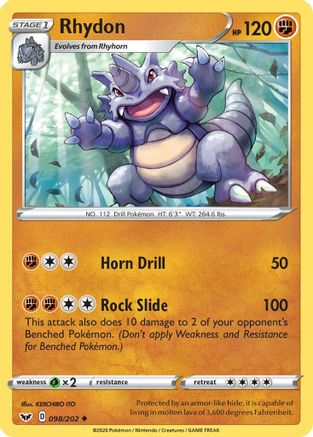 Rhydon (98) Reverse Holofoil - Sword & Shield