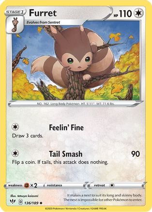 Furret (136) Reverse Holofoil - Darkness Ablaze