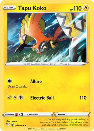 Tapu Koko (61) Reverse Holofoil - Darkness Ablaze