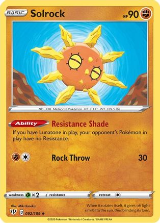 Solrock (92) Reverse Holofoil - Darkness Ablaze