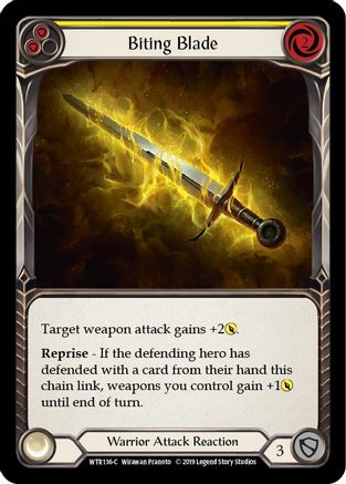 Biting Blade (Yellow) (WTR136) (Unlimited Edition) Rainbow Foil - Welcome to Rathe