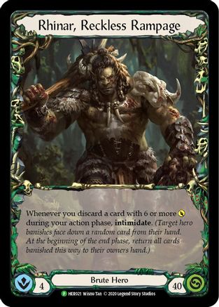 Rhinar, Reckless Rampage (Rainbow) - HER021 (HER021) 1st Edition Rainbow Foil - Flesh and Blood: Promo Cards