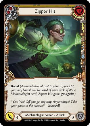Zipper Hit (Yellow) (ARC030) Unlimited Edition Rainbow Foil - Arcane Rising