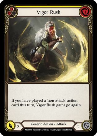 Vigor Rush (Yellow) (ARC198) (1st Edition) Rainbow Foil - Arcane Rising
