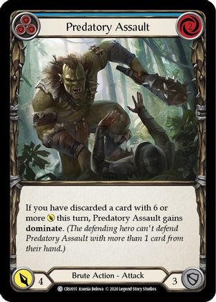 Predatory Assault (Blue) (CRU015) (1st Edition) Rainbow Foil - Crucible of War