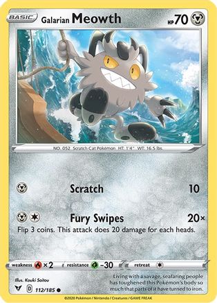 Galarian Meowth (112) Reverse Holofoil - Vivid Voltage