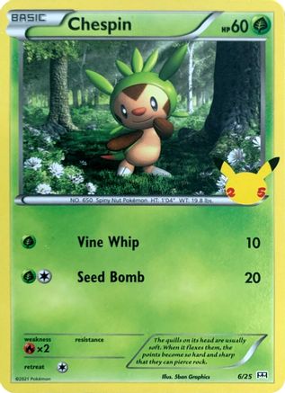 Chespin - 6/25 (6) Holofoil - McDonalds 25th Anniversary Promos