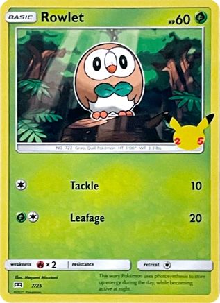 Rowlet - 7/25 (7) Holofoil - McDonalds 25th Anniversary Promos