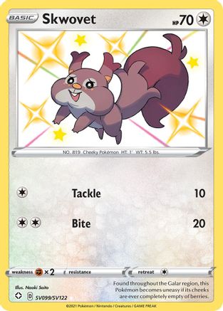 Skwovet (SV099) Holofoil - Shining Fates Shiny Vault