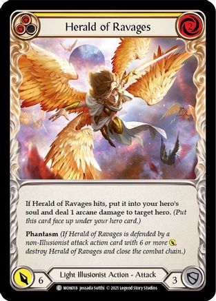 Herald of Ravages (Yellow) (MON018) (1st Edition) Rainbow Foil - Monarch