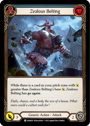 Zealous Belting (Blue) (MON295) (1st Edition) Rainbow Foil - Monarch